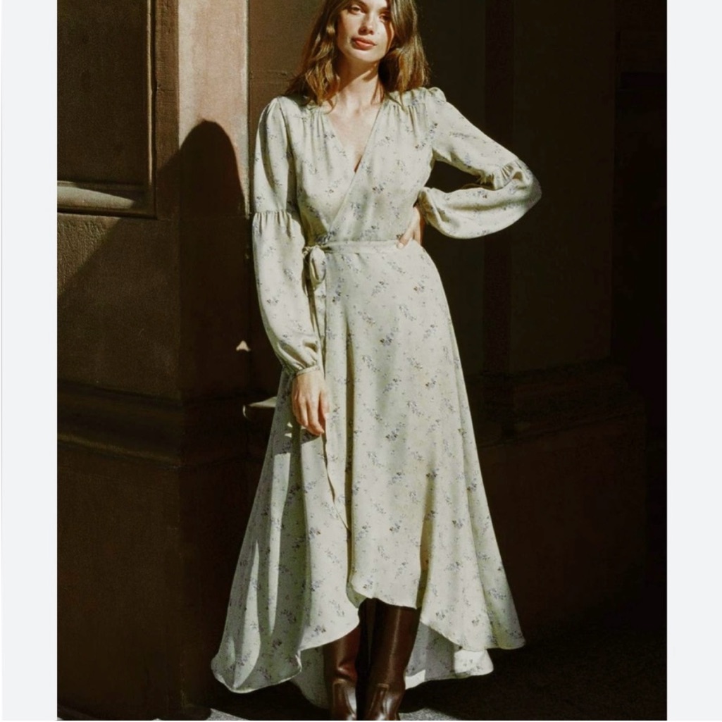 Christy Dawn Floral Long Sleeve Bergen Dress In Cream